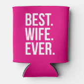 妻最高のはダークモダンピンクの白い文字 缶クーラー (正面)