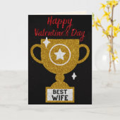 妻最高のグリッターバレンタインデー カード (黄色い花)