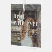 妻最高の今まで |引用文と写真ギフト ガラスオーナメント (正面左)