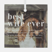 妻最高の今まで |引用文と写真ギフト ガラスオーナメント (正面)