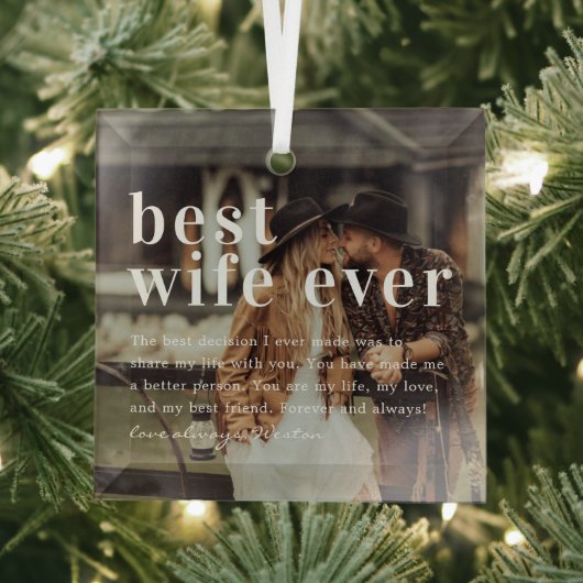 妻最高の今まで |引用文と写真ギフト ガラスオーナメント (インサイチュ)