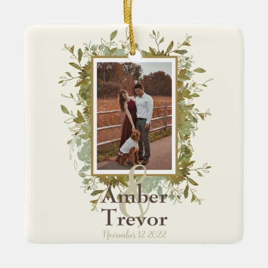 妻結婚ユーカリへの誓いの贈り物 セラミックオーナメント (正面)