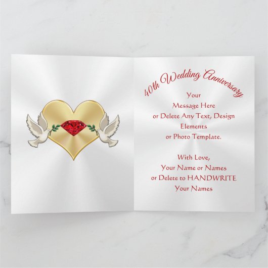 妻結婚40周年記念カーカスタマイズド カード (内部)