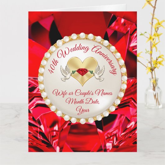 妻結婚40周年記念カーカスタマイズド カード (黄色い花)