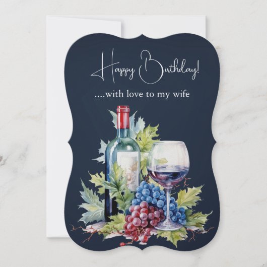 妻誕生日ボトルのワインとブドウ (正面)