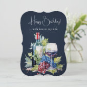 妻誕生日ボトルのワインとブドウ (スタンド正面)