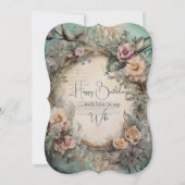 妻誕生日ヴィンテージ花と鳥 (正面)