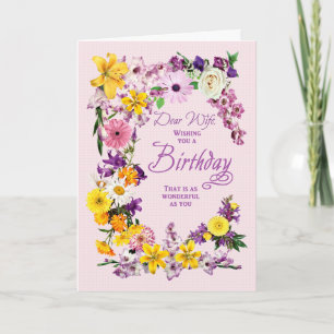 妻誕生日花枠カード カード