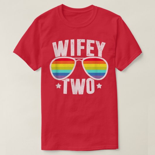 妻2つのブライドLGBTレズビアンのレインボー結婚M Tシャツ (デザイン正面)