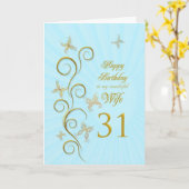 妻31日誕生日と金蝶 カード (黄色い花)