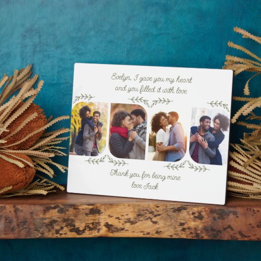 妻4垂直方向の写真を愛する言葉繊細な葉 フォトプラーク (側面)