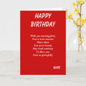 妻40番目の誕生日カード カード (黄色い花)