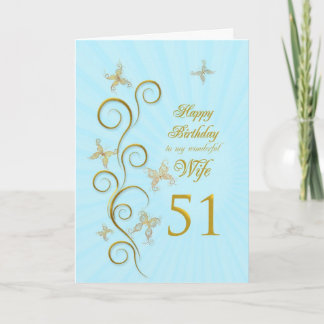 妻51日の誕生日と金蝶 カード
