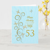 妻53番目の誕生日と金蝶 カード (黄色い花)