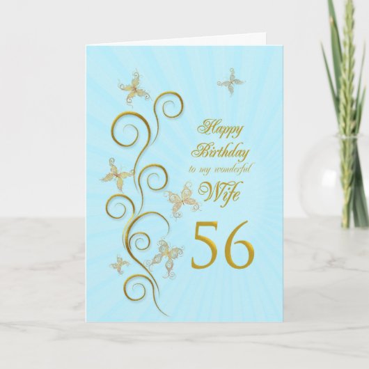 妻56誕生日と金蝶 カード (正面)