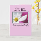 妻60誕生日ピンク白い花宗教的 カード (黄色い花)