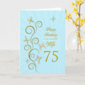 妻75誕生日と金蝶 カード (黄色い花)