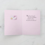 妻75誕生日ピンク白い花宗教的 カード (内部)