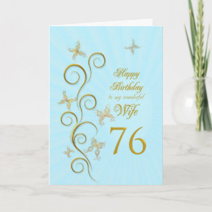 妻76誕生日と金蝶 カード