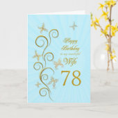 妻78誕生日と金蝶 カード (黄色い花)