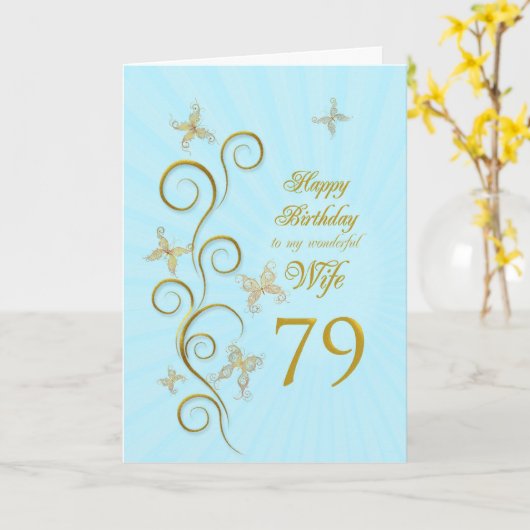 妻79誕生日と金蝶 カード (黄色い花)