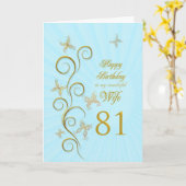 妻81日誕生日と金蝶 カード (黄色い花)