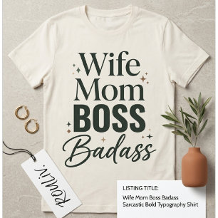妻 母 上司 悪女 サルカスティック 太字タイポグラフィ Tシャツ