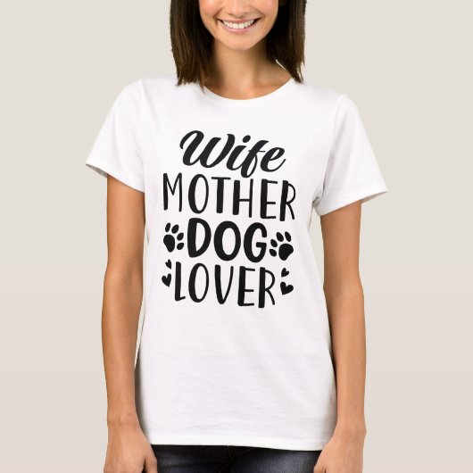 妻 母 犬好き Tシャツ (正面)