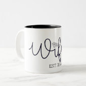 妻 現代タイポグラフィー 結婚 彼女の特別な日 ツートーンマグカップ (正面左)