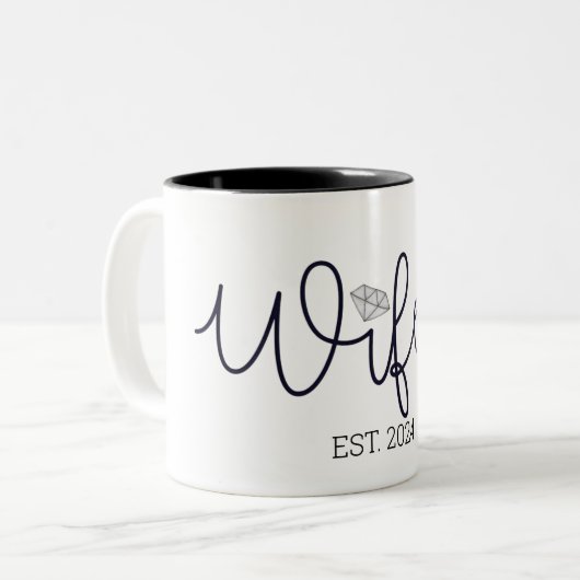 妻 現代タイポグラフィー 結婚 彼女の特別な ツートーンマグカップ (正面左)