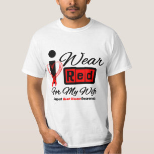 妻-私は赤いリボンの心臓病を身に着けています Tシャツ