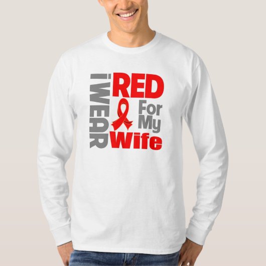 妻-私は赤いリボンを身に着けています Tシャツ (正面)
