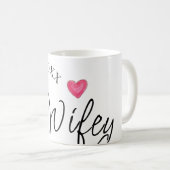 妻 赤いハート 誕生日。将来の妻 バレンタインデー コーヒーマグカップ (正面右)