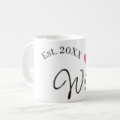 妻 赤いハート 誕生日。将来の妻 バレンタインデー コーヒーマグカップ (正面左)