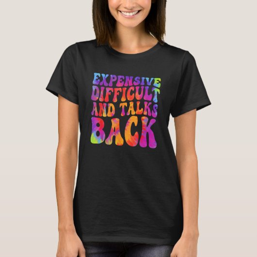 妻Groovy高価な困難とバック女性を話す Tシャツ (正面)