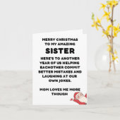 姉おもしろい妹用クリスマスカード カード (黄色い花)