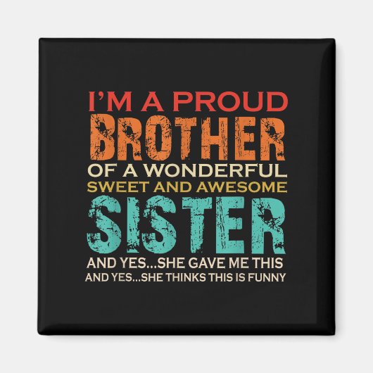 姉おもしろい産の兄弟素晴らしへの贈り物 マグネット (正面)