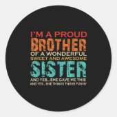 姉おもしろい産の兄弟素晴らしへの贈り物 ラウンドシール (正面)