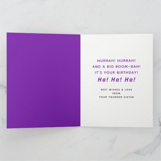 姉おもしろい誕生日カード カード (内部)