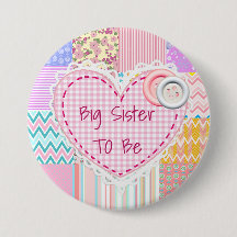 姉がキルティングされるハート赤ちゃんシャワーボタン