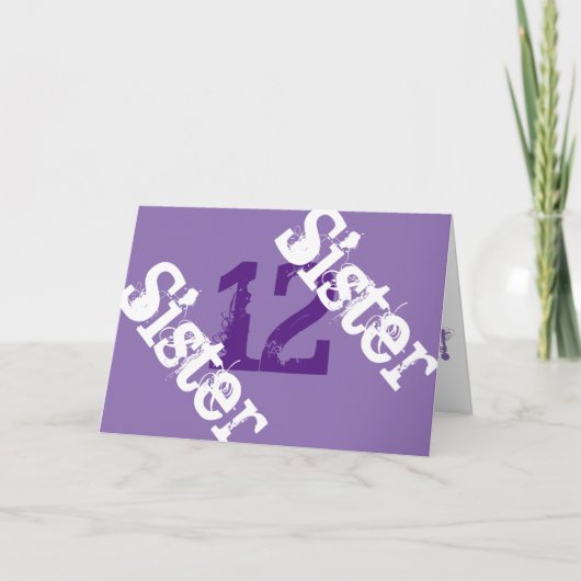 姉さん12歳の誕生日、紫の上に白。 カード (正面)