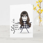 姉のための長い髪のスティックガール カード (黄色い花)