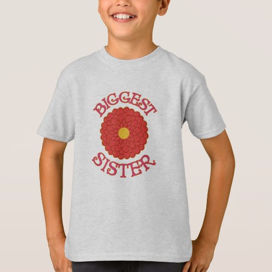 姉のオレンジおよび黄色のダリアの花のTシャツ Tシャツ (正面)