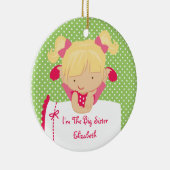 姉のクリスマスのオーナメントの甘いブロンドの女の子 セラミックオーナメント (右)