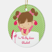 姉のクリスマスのオーナメントの甘いブロンドの女の子 セラミックオーナメント (左)