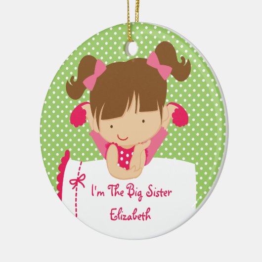 姉のクリスマスのオーナメントの甘いブロンドの女の子 セラミックオーナメント (左)