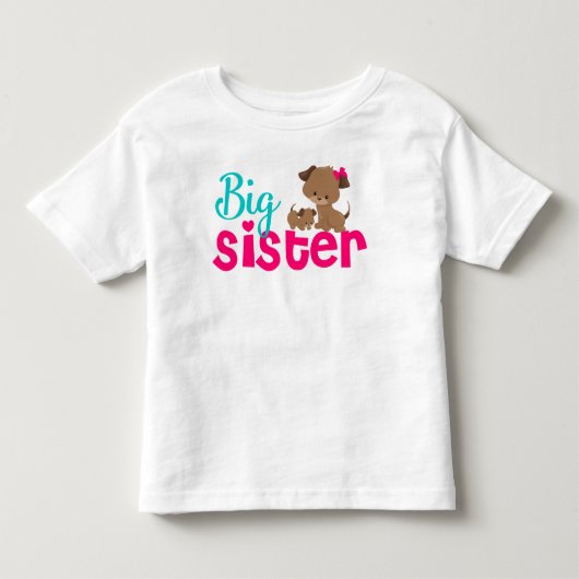 姉のピンクの小犬の服 トドラーTシャツ (正面)