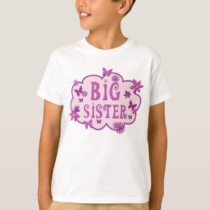 姉のピンクの花の蝶ワイシャツ Tシャツ
