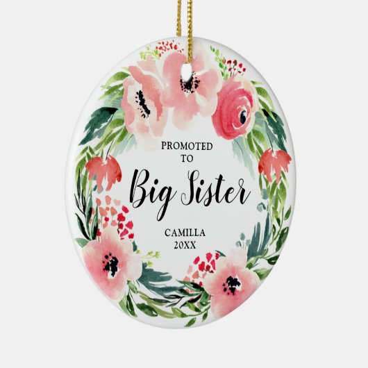 姉のフローラリースに昇進パーソナライズされたする セラミックオーナメント (右)