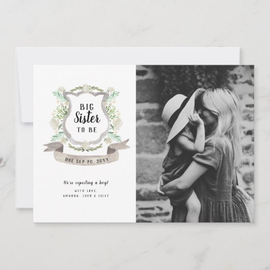 姉のフローラ妊娠写真のお知らせ 案内状 (正面)